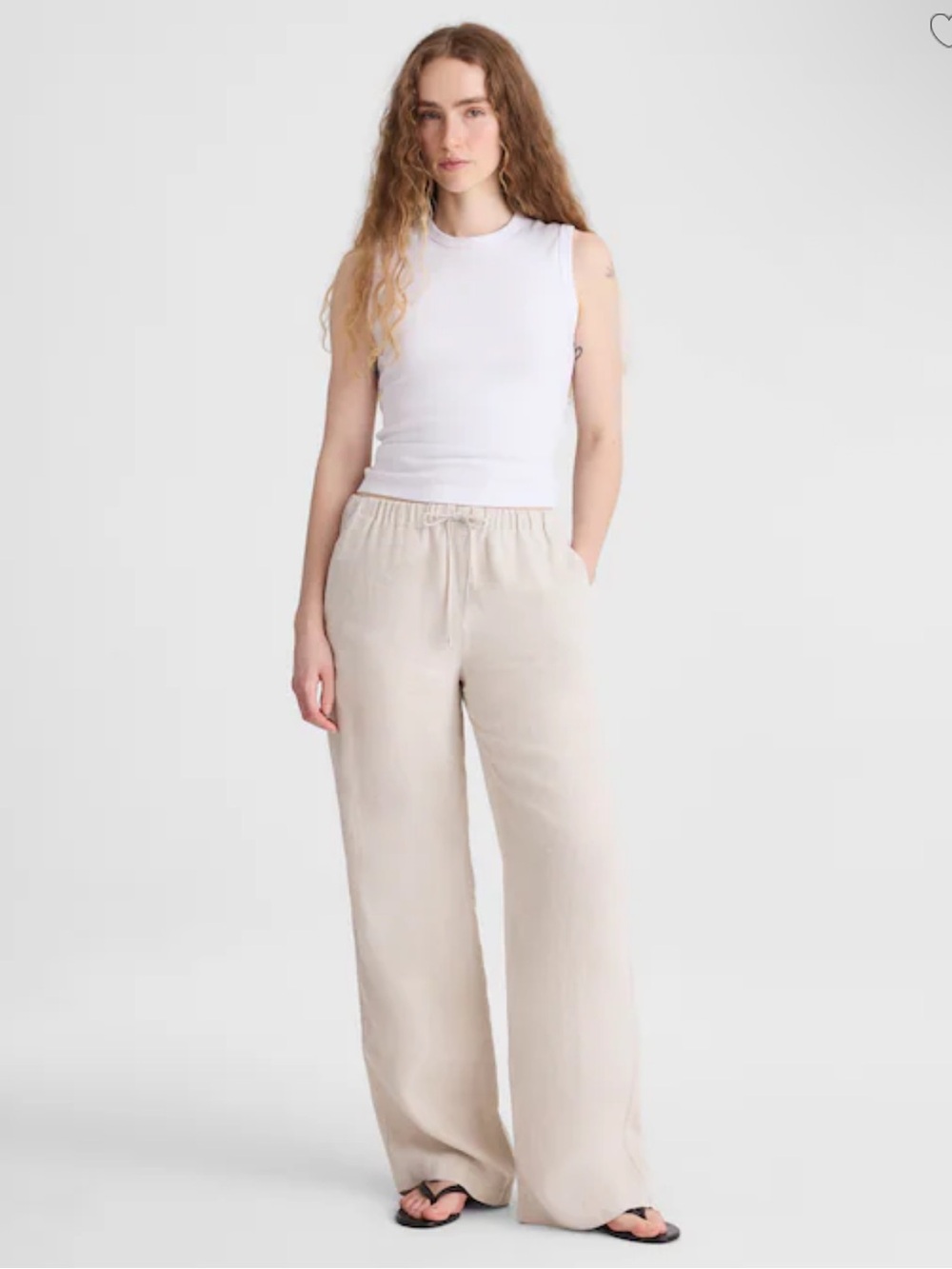 Madewell Pull-On Pants in 100% Linen - Oat